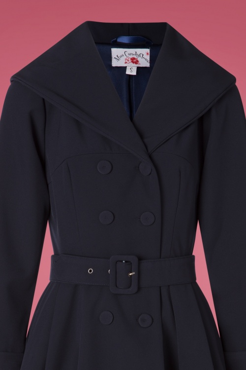 Miss Candyfloss - 50s Myriam Lee Water Resistant Trench Coat in Navy 3