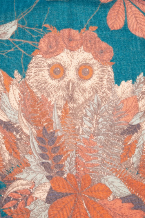 Powder - 70s Autumn Owl Scarf in Teal 2