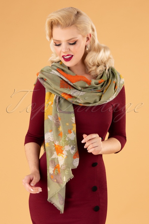 Powder - 70s Autumn Chums Scarf in Pale Green