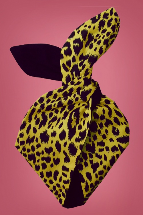 Be Bop a Hairbands - Leopard Spots Hair Scarf Années 50 en Jaune