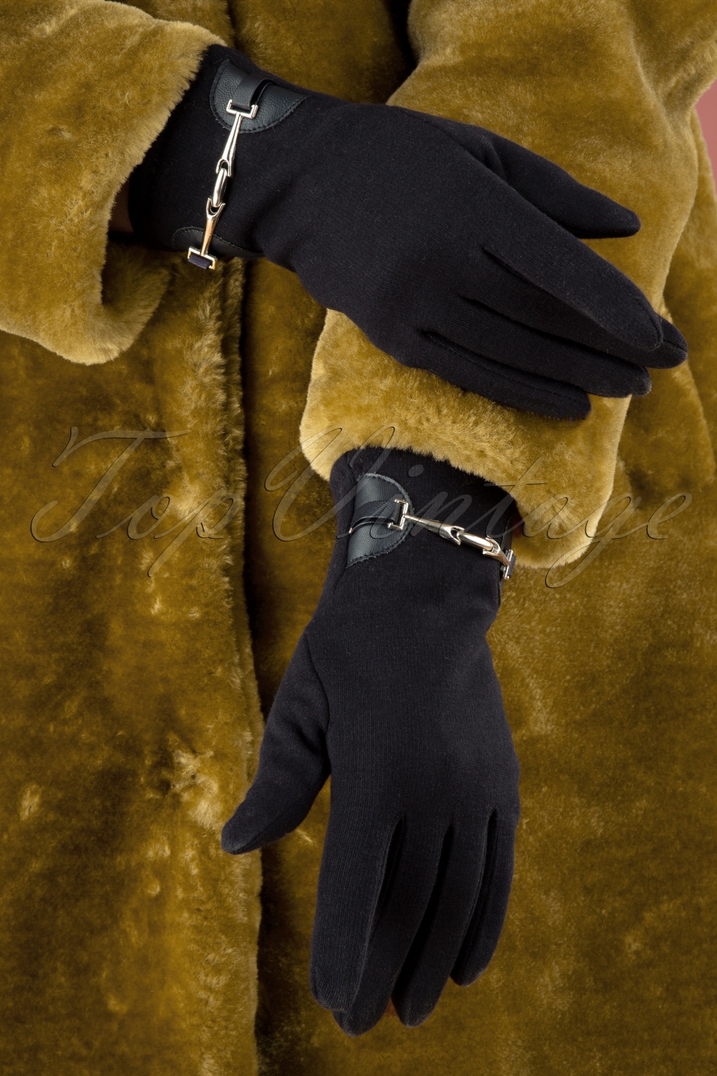 Darling Divine Elegante Handschuhe in Dunkelblau | Einkaufen bei Topvintage