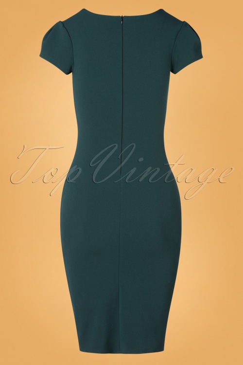 Vintage Chic for Topvintage - 50s Bethany Pencil Dress in Forest Green 5