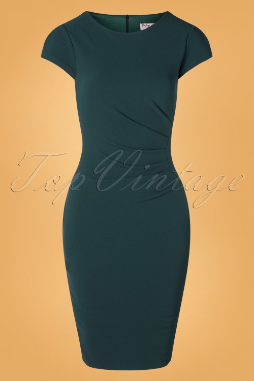 Vintage Chic for Topvintage - 50s Bethany Pencil Dress in Forest Green 2