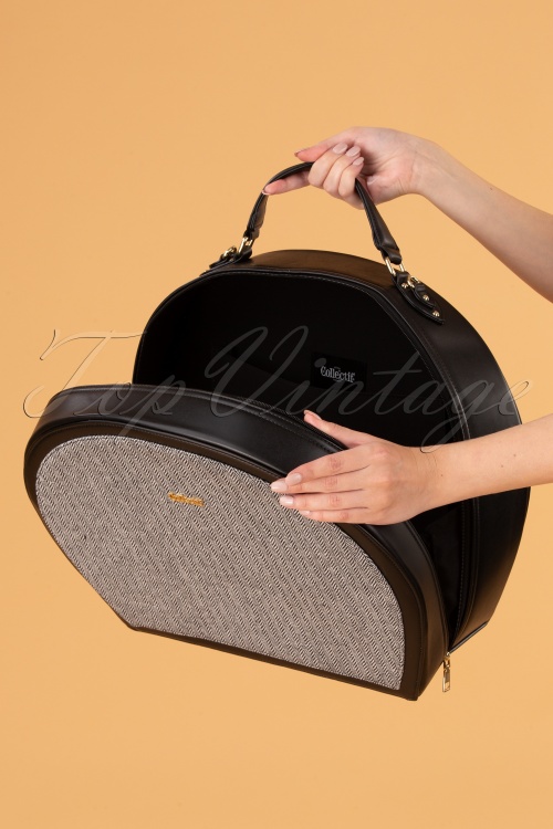 Collectif Clothing - Tammy Herringbone Travel Bag Années 50 en Noir 3