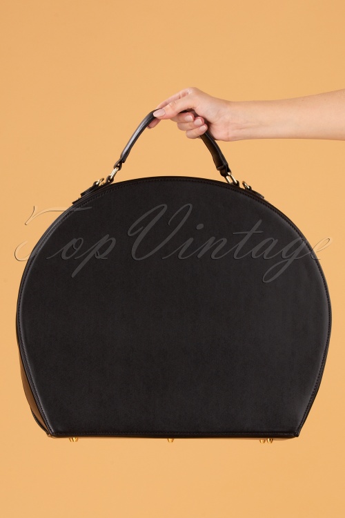 Collectif Clothing - 50s Tammy Herringbone Travel Bag in Black  4