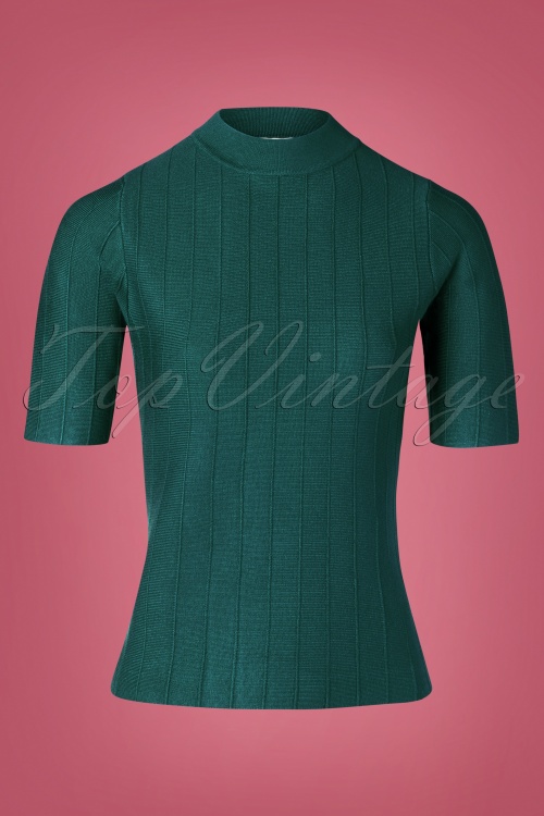 Md'M - Alvena Sweater Années 60 en Vert Pétrole 2