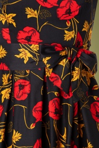 Timeless - Minal Floral Swing Dress Années 50 en Noir 4