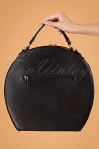 Collectif Clothing - 50s Alexandra Small Check Travel Bag in Black and Pumpkin 5