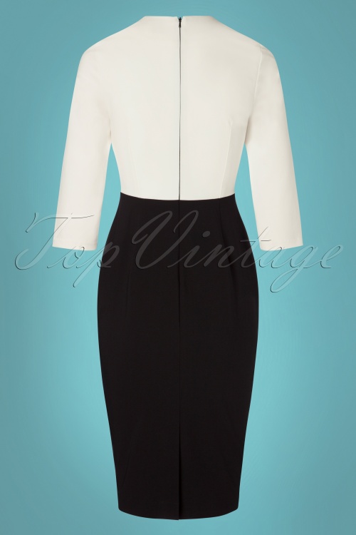 Glamour Bunny - 50s Becky Pencil Dress in Black and White 8