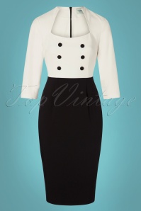 Glamour Bunny - 50s Becky Pencil Dress in Black and White 4