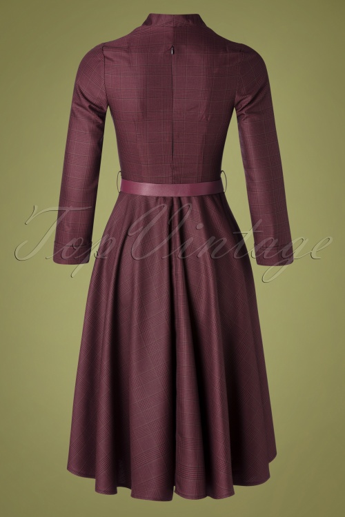 Timeless - 50s Helena Tartan Swing Dress in Burgundy 5