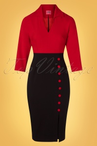 Glamour Bunny - 50s Damcy Pencil Dress in Black and Red 3