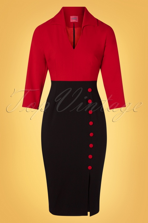Glamour Bunny - 50s Damcy Pencil Dress in Black and Red 3