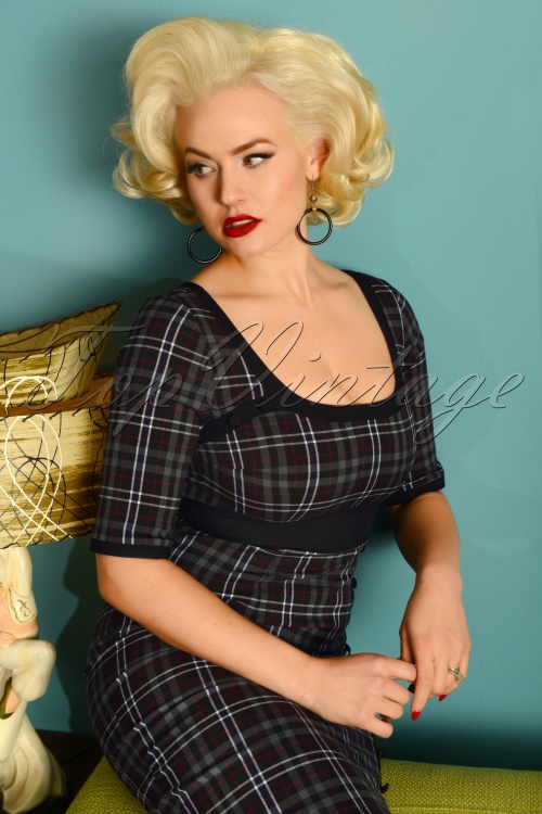 Glamour Bunny - 50s Emily Check Pencil Dress in Black and Grey 2