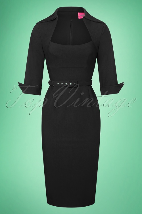 Glamour Bunny - 50s Lorelei Pencil Dress in Black 3