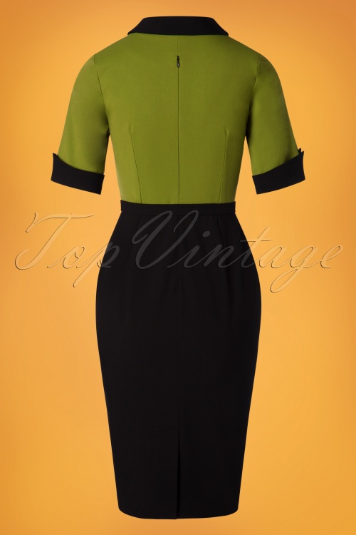 Glamour Bunny - 50s Jasmin Pencil Dress in Black and Green 6