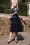 Panna Lee Houndstooth Swing Dress Années 40 en Bleu Marine