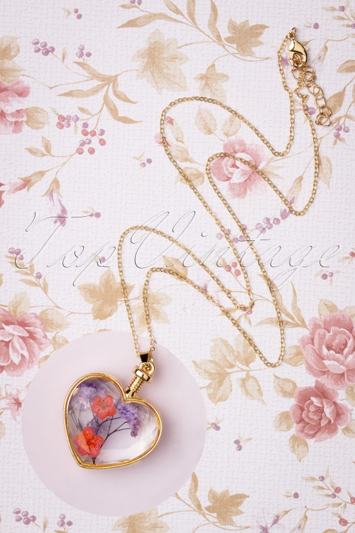 Louche - Adina Flower Heart Halskette in Gold 2