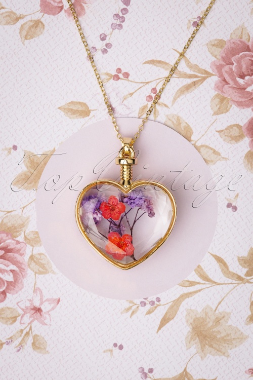 Louche - Adina Flower Heart Necklace Années 70 en Doré