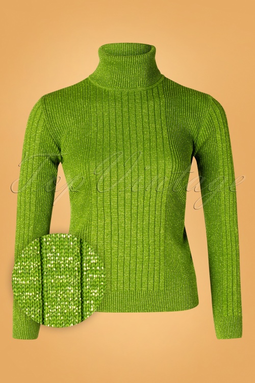 Mademoiselle YéYé - 60s Let's Roll Knit Jumper in Green Lurex