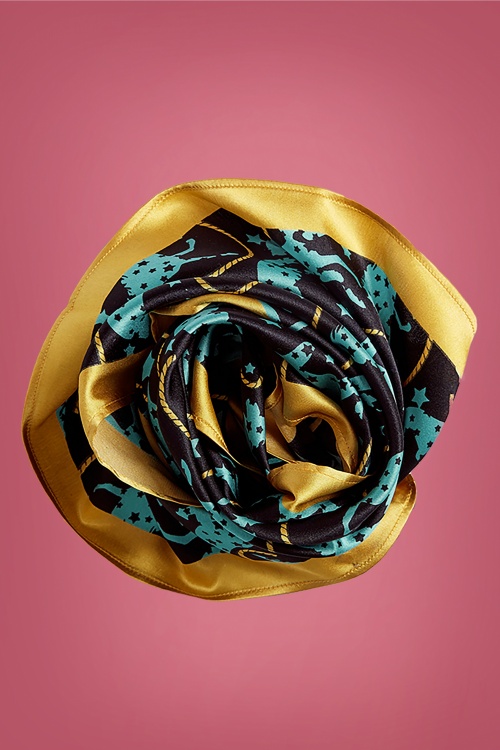 Louche - 60s Horse Scarf in Black and Yellow 4