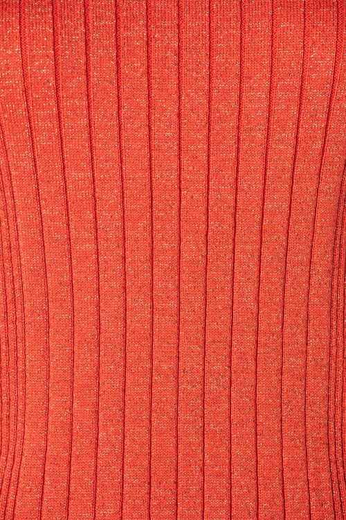 Mademoiselle YéYé - 60s Let's Roll Knit Jumper in Coral Red Lurex 3