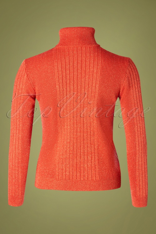 Mademoiselle YéYé - 60s Let's Roll Knit Jumper in Coral Red Lurex 2