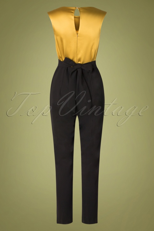 Closet London - 60s Isidora Jumpsuit in Black and Gold 3