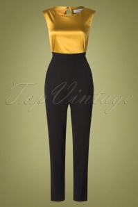Closet London - 60s Isidora Jumpsuit in Black and Gold