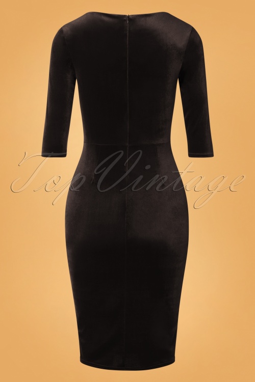 Vintage Chic for Topvintage - 50s Vivian Pencil Dress in Black Velvet 3