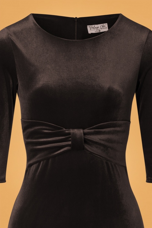 Vintage Chic for Topvintage - 50s Vivian Pencil Dress in Black Velvet 4