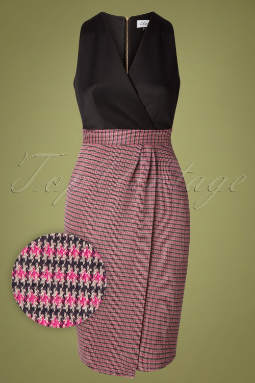 Closet London - 60s Amara Houndstooth Dress in Black and Pink 2