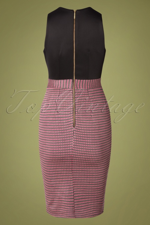 Closet London - 60s Amara Houndstooth Dress in Black and Pink 3