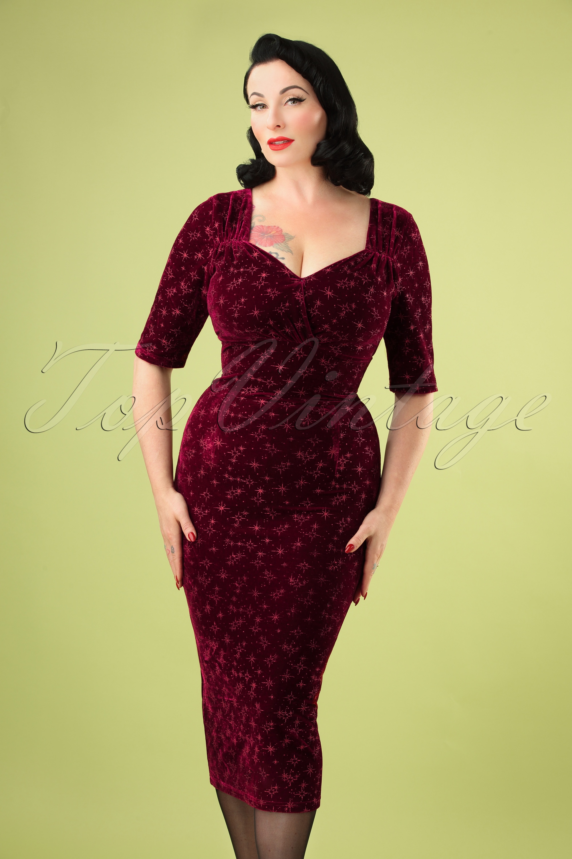 Collectif mainline trixie velvet sparkle doll dress best sale