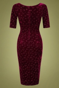 Collectif Clothing - 50s Trixie Velvet Sparkle Pencil Dress in Wine 5