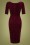 Collectif Clothing - Trixie Velvet Sparkle Pencil Dress Années 60 en Lie de Vin 5