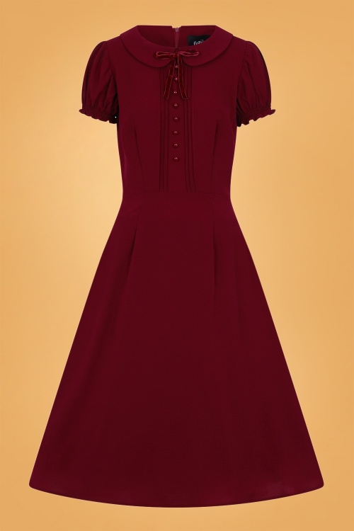 Collectif Clothing - 40s Giannina Swing Dress in Burgundy 2