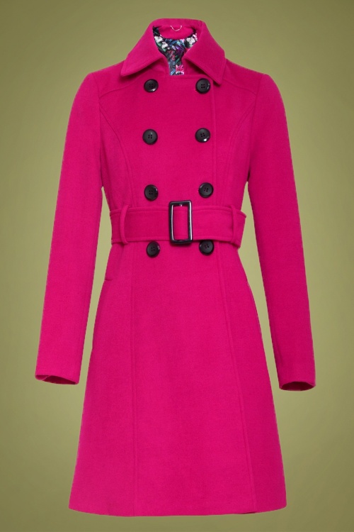 Smashed Lemon - Fallon Coat Années 60 en Fuchsia