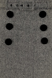 Collectif Clothing - Agatha Bleistiftrock mit Fischgrätenmuster in Schwarz und Weiß 4
