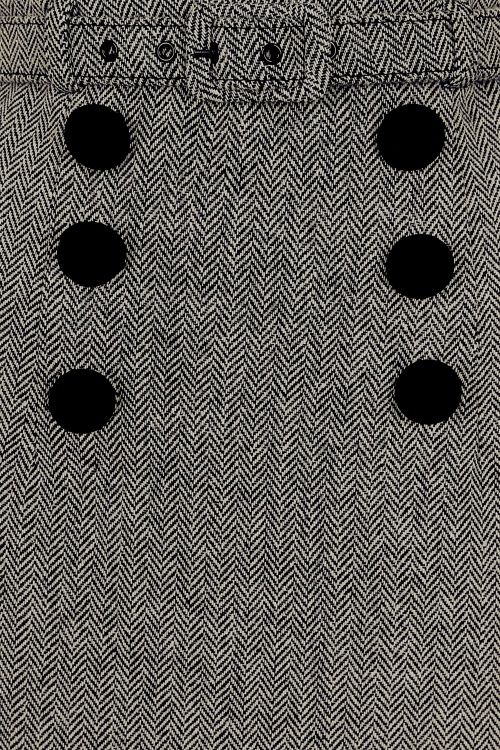 Collectif Clothing - Agatha pencilrok met visgraatmotief in zwart en wit 4