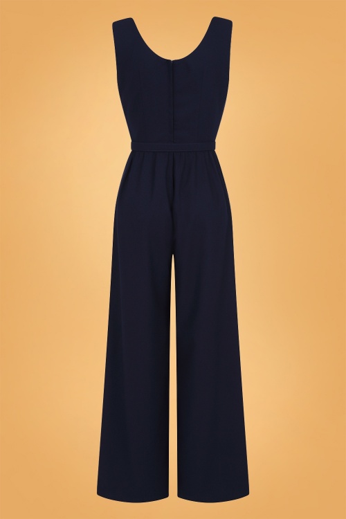 Collectif Clothing - Charline Jumpsuit Années 50 en Bleu Marine 5