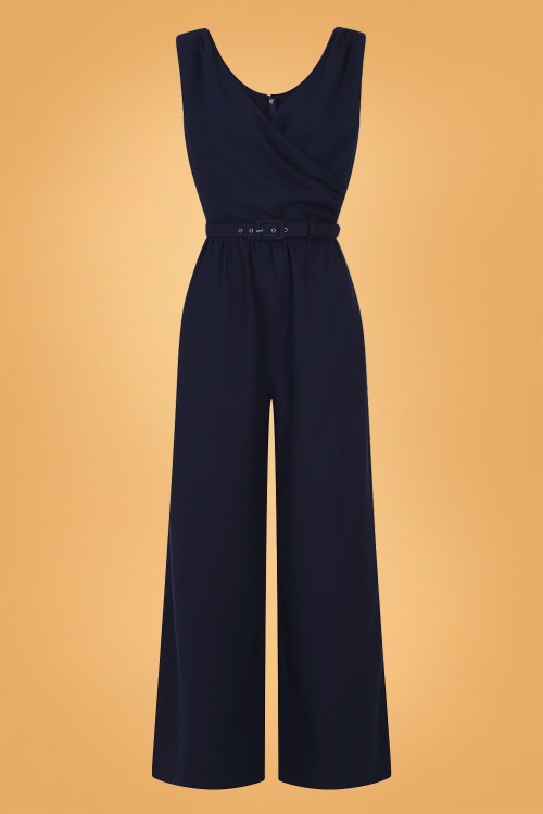 Collectif Clothing - Charline Jumpsuit Années 50 en Bleu Marine 2