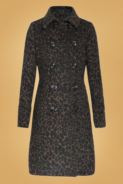 Smashed Lemon - 60s Laura Leopard Coat in Brown and Green