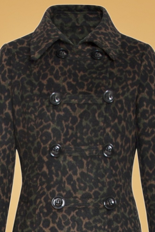 Smashed Lemon - 60s Laura Leopard Coat in Brown and Green 3