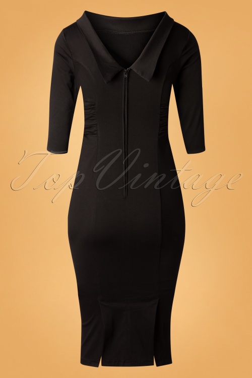Unique Vintage - 60s Lucinda Wiggle Dress in Black 5