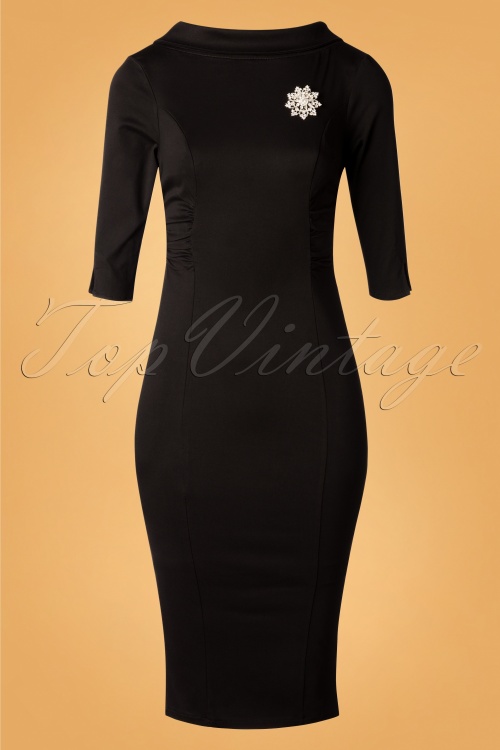 Unique Vintage - Lucinda Wiggle-jurk in zwart 2
