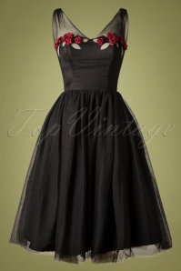 Collectif Clothing - 50s Claudette Occasion Swing Dress in Black 2