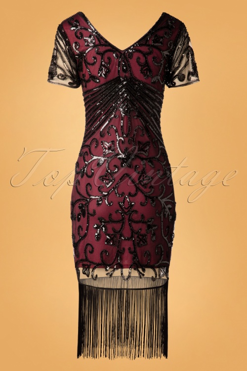 Unique Vintage - Troyes Flapper-jurk in rood en zwart 5