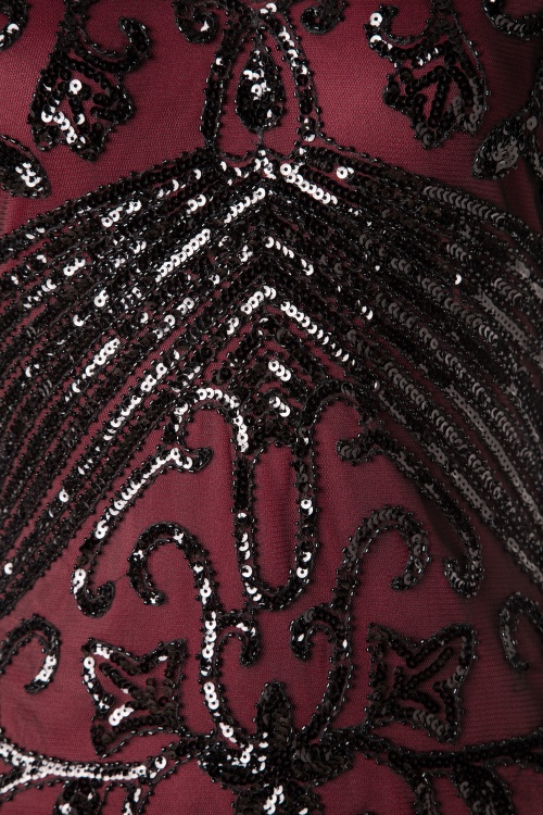 Unique Vintage - Troyes Flapper-jurk in rood en zwart 4