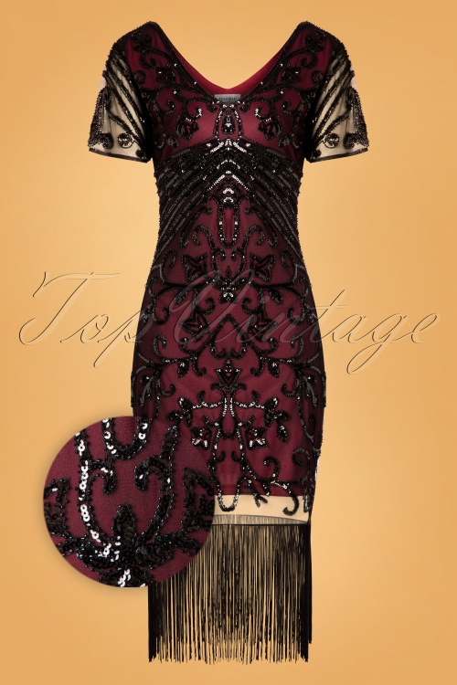 Unique Vintage - 20s Troyes Flapper Dress in Red and Black 2